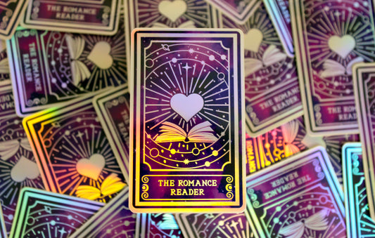 Holographic Book Genre Tarot Sticker 'The Romance Reader' – Book Lover Vinyl Decal