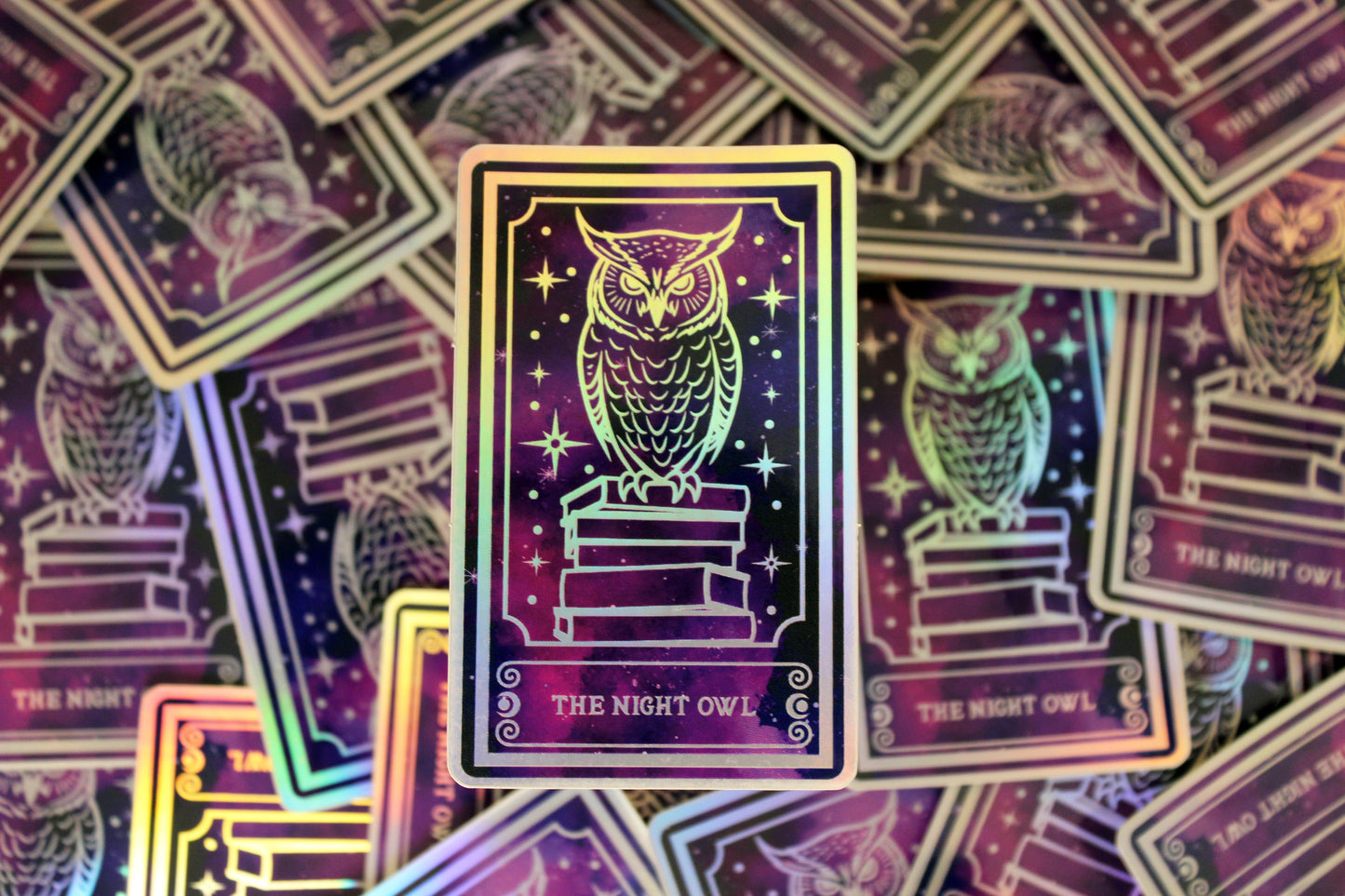 Holographic Owl Tarot Sticker 'The Night Owl' – Book Lover Vinyl Decal