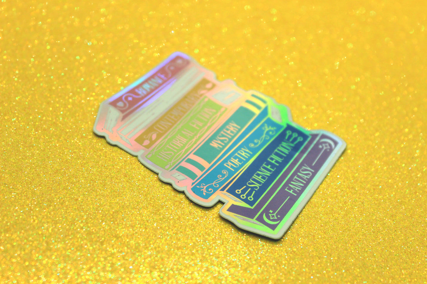 Book Genres Stack | Holographic Vinyl Sticker for Readers & Book Lovers