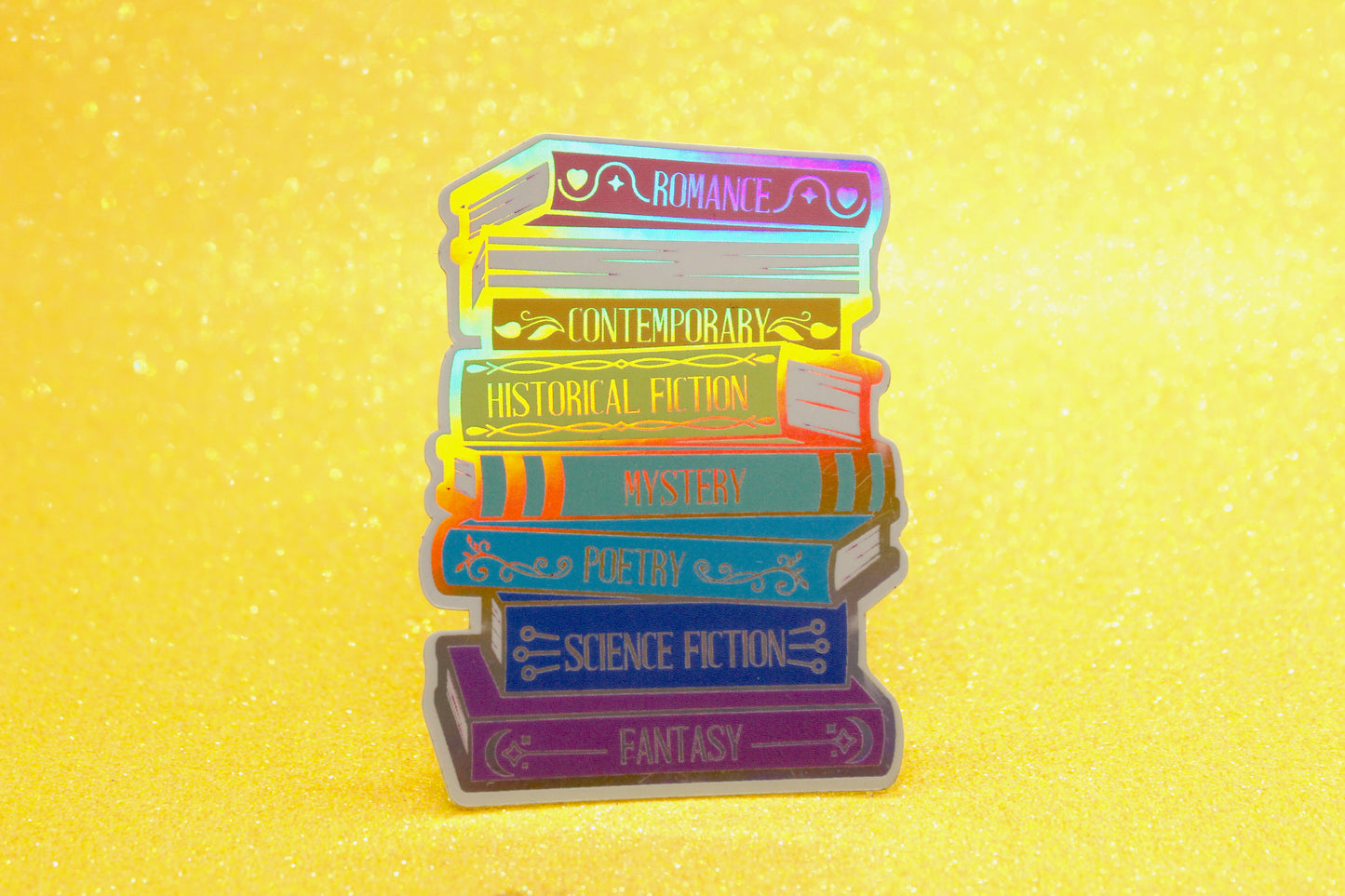 Book Lover Holographic Sticker Pack | Book Dragon, TBR Cart & Pretty Books Collector | Pixie Dust and Mirror Vinyl Stickers