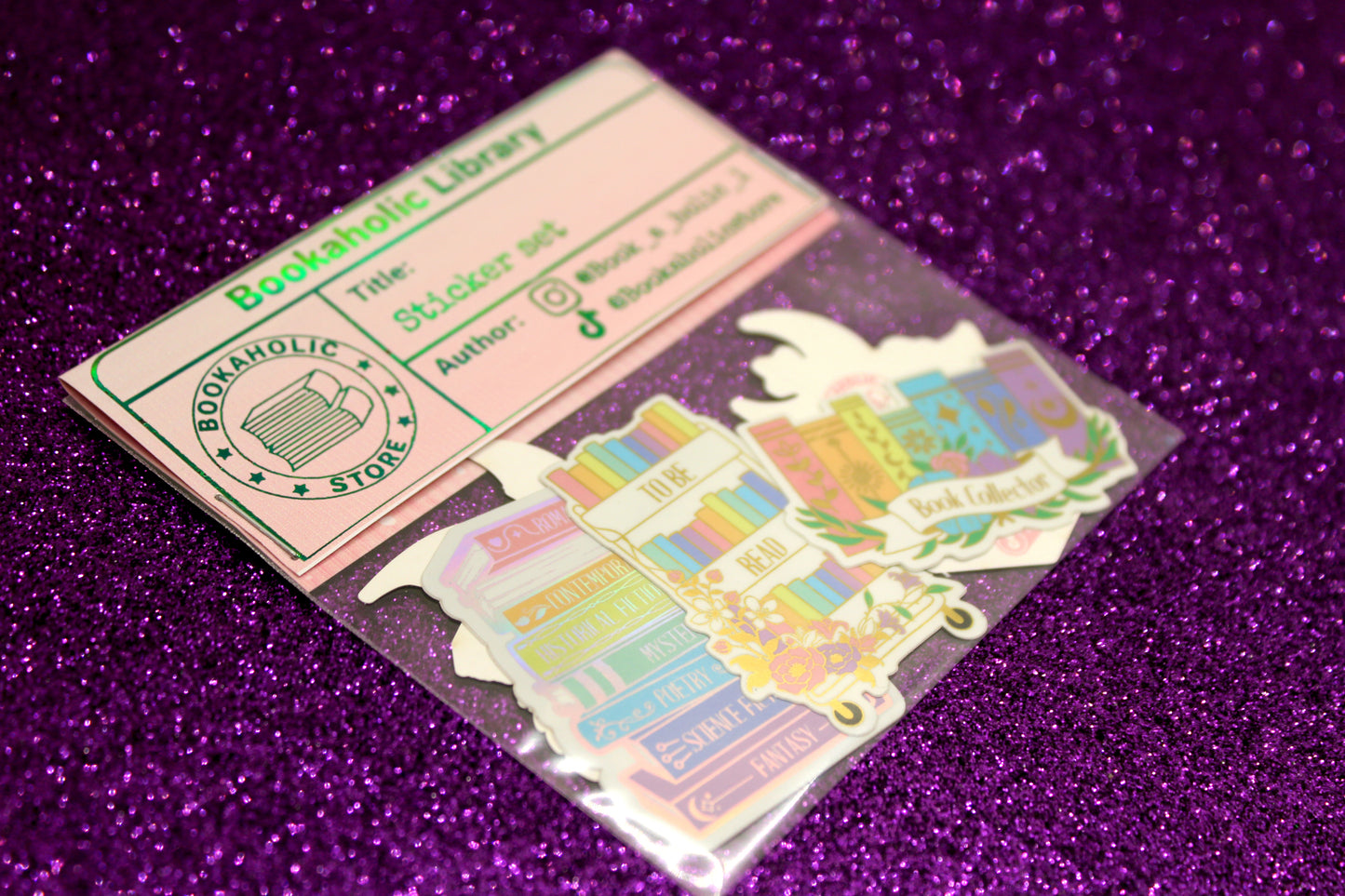 Book Lover Holographic Sticker Pack | Book Dragon, TBR Cart & Pretty Books Collector | Pixie Dust and Mirror Vinyl Stickers