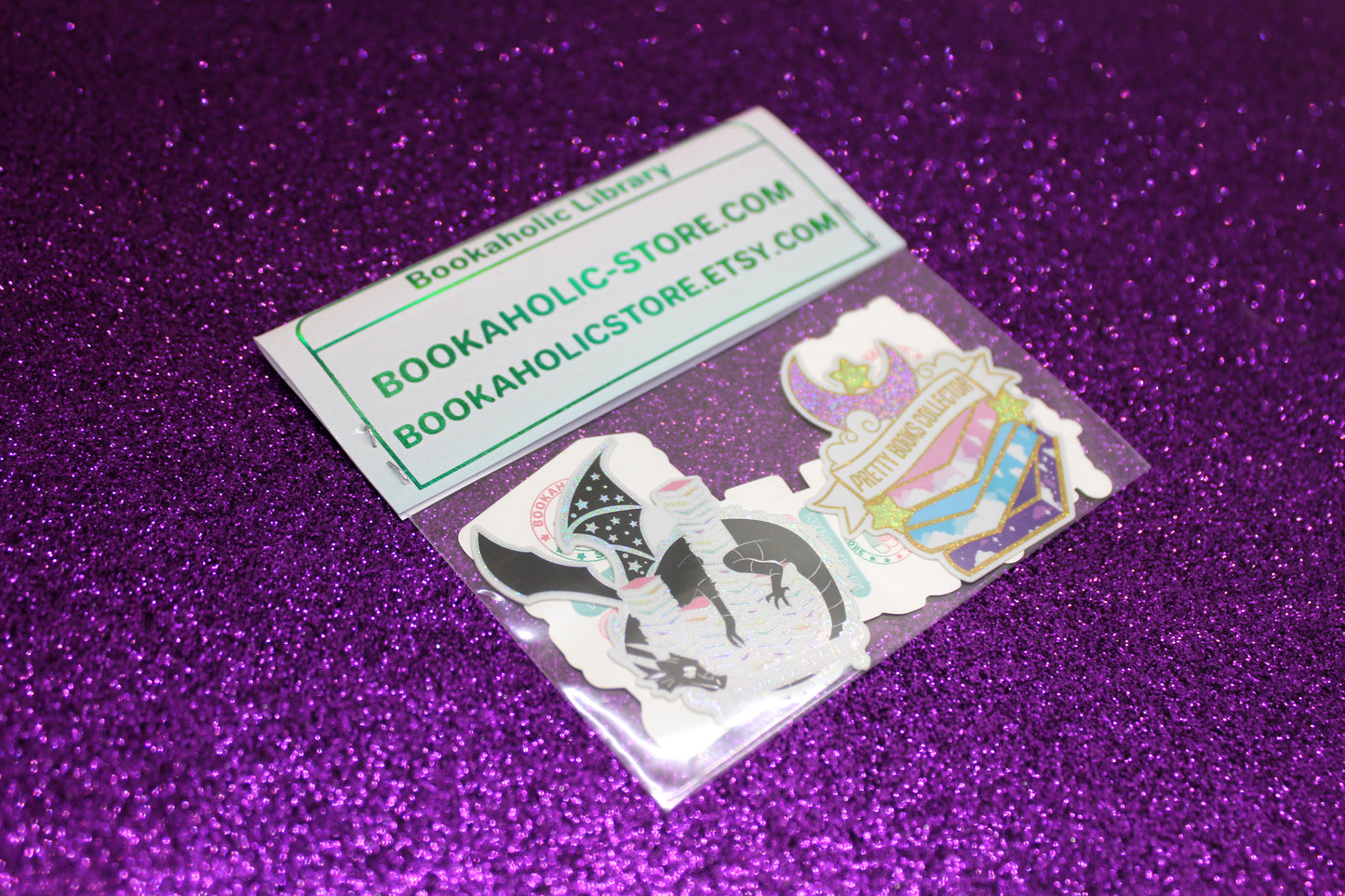 Book Lover Holographic Sticker Pack | Book Dragon, TBR Cart & Pretty Books Collector | Pixie Dust and Mirror Vinyl Stickers