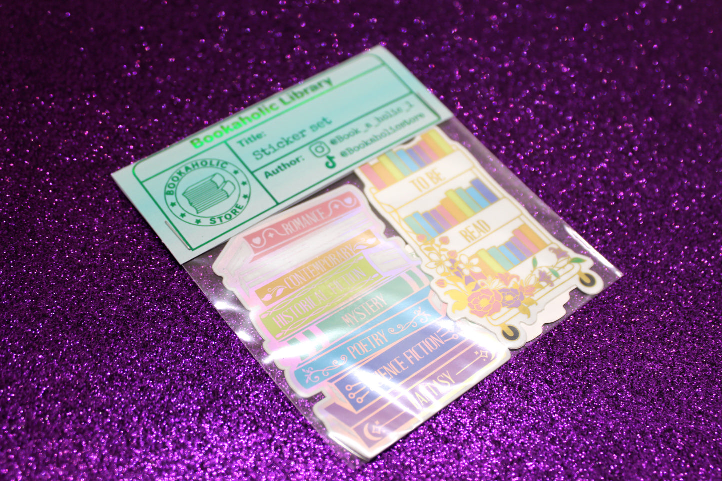 Book Lover Sticker Pack | TBR Cart, Book Genre Stack, and Book Collector | Holographic and Mirror Vinyl Stickers