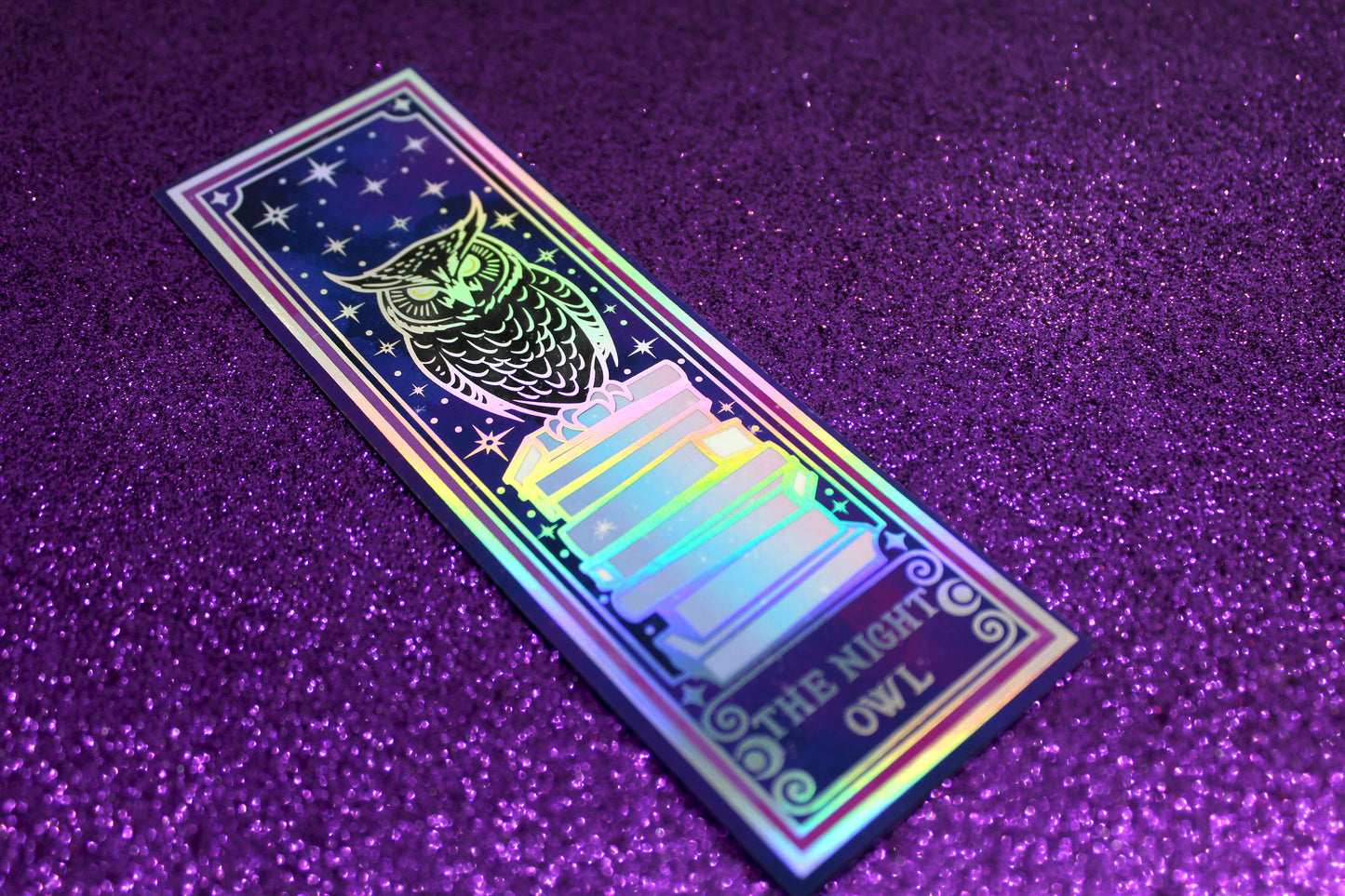 Night Owl Tarot inspired Holographic Foil Bookmark | Double-sided bookmark