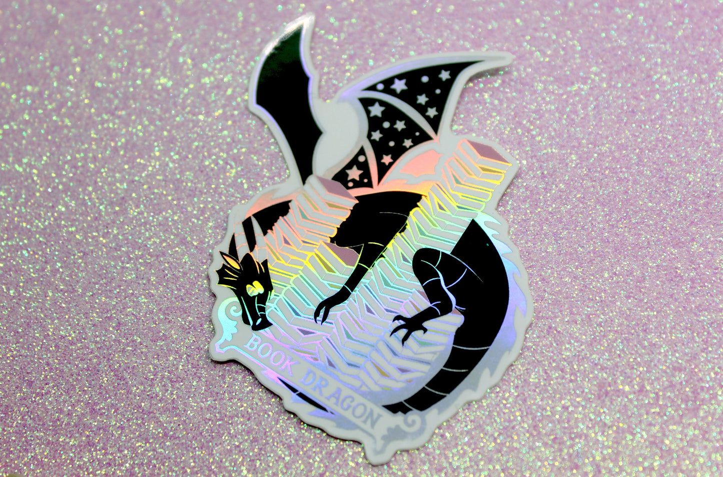 Book Dragon inspired holographic bookish vinyl sticker