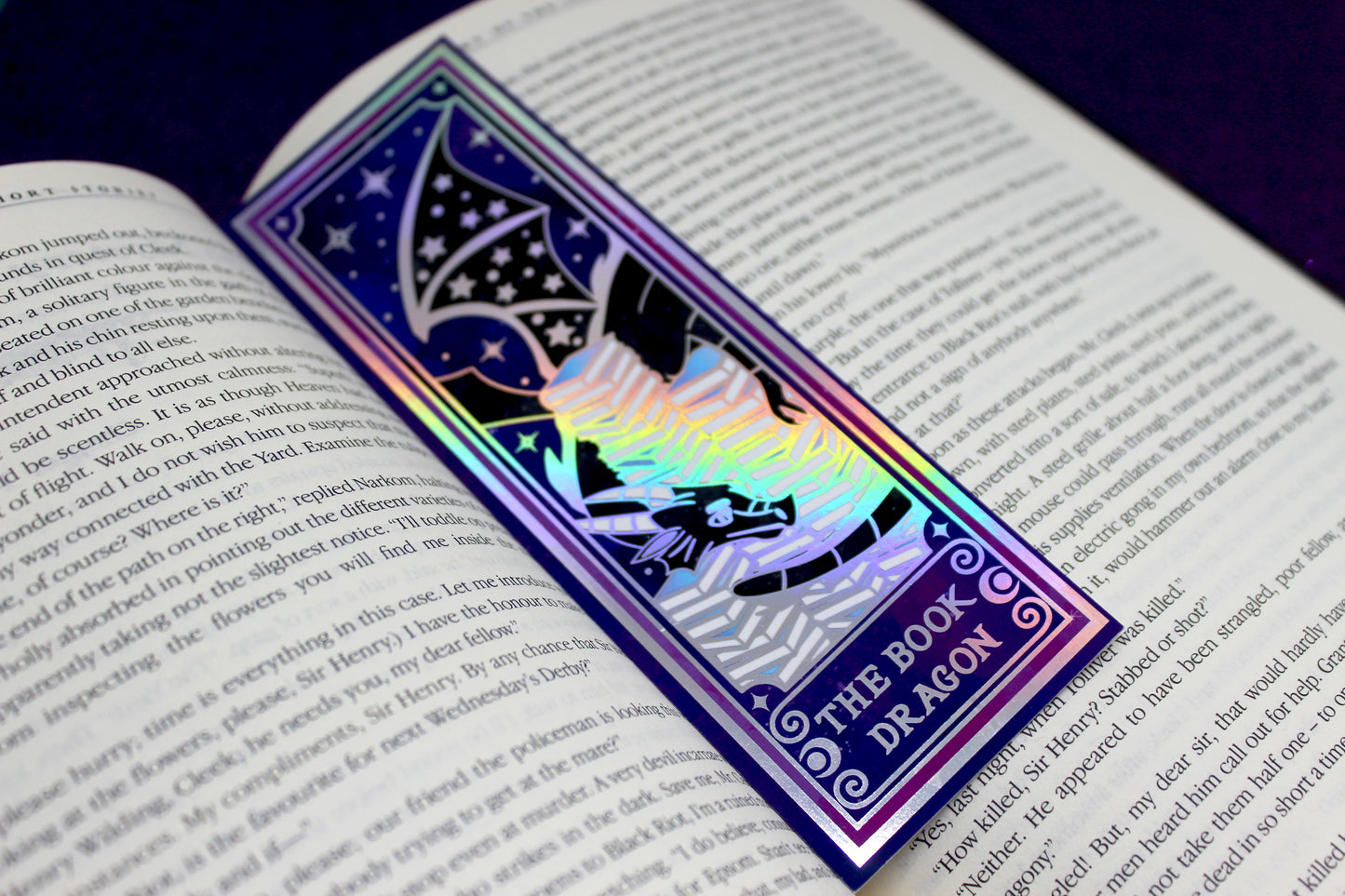 Book Dragon Tarot inspired Holographic Foil Bookmark | Double-sided bookmark