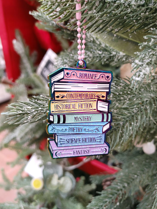 Rainbow Metal Book stack bookish Christmas Ornament | Book lover | Bibliophile