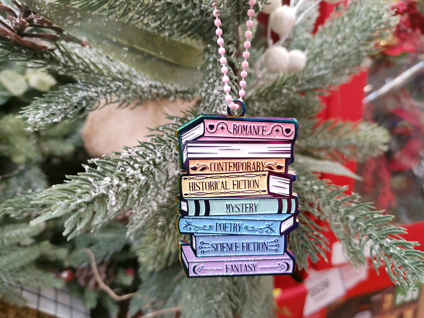 Rainbow Metal Book stack bookish Christmas Ornament | Book lover | Bibliophile