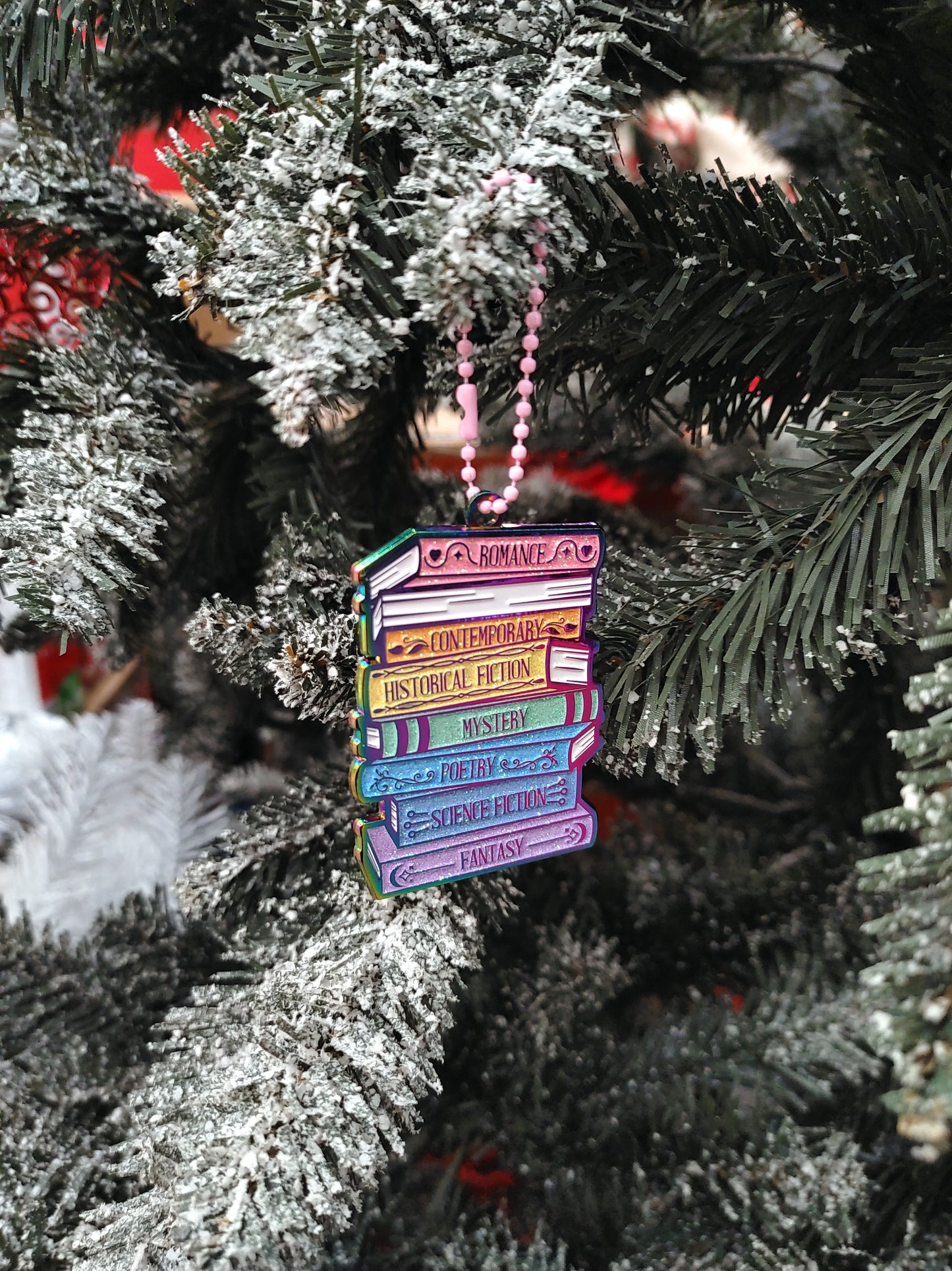 Rainbow Metal Book stack bookish Christmas Ornament | Book lover | Bibliophile