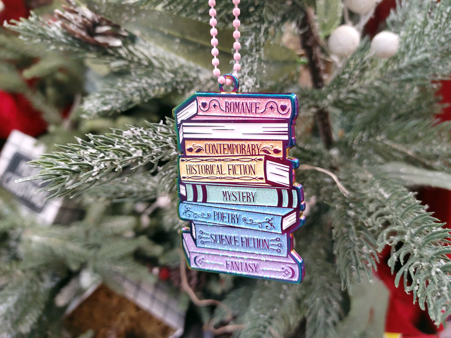 Rainbow Metal Book stack bookish Christmas Ornament | Book lover | Bibliophile