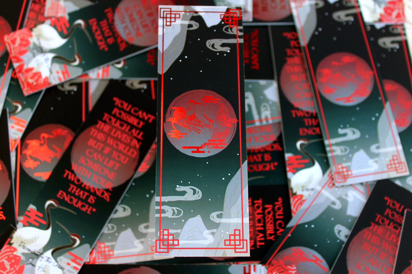 Descendant of the Crane inspired bookish foil bookmark