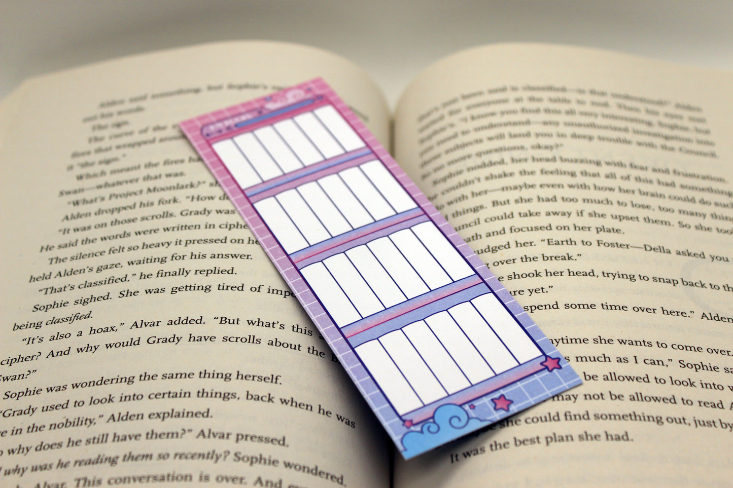 Pink & Blue Reading Tracker Bookmark | Holographic Foil Bookmark