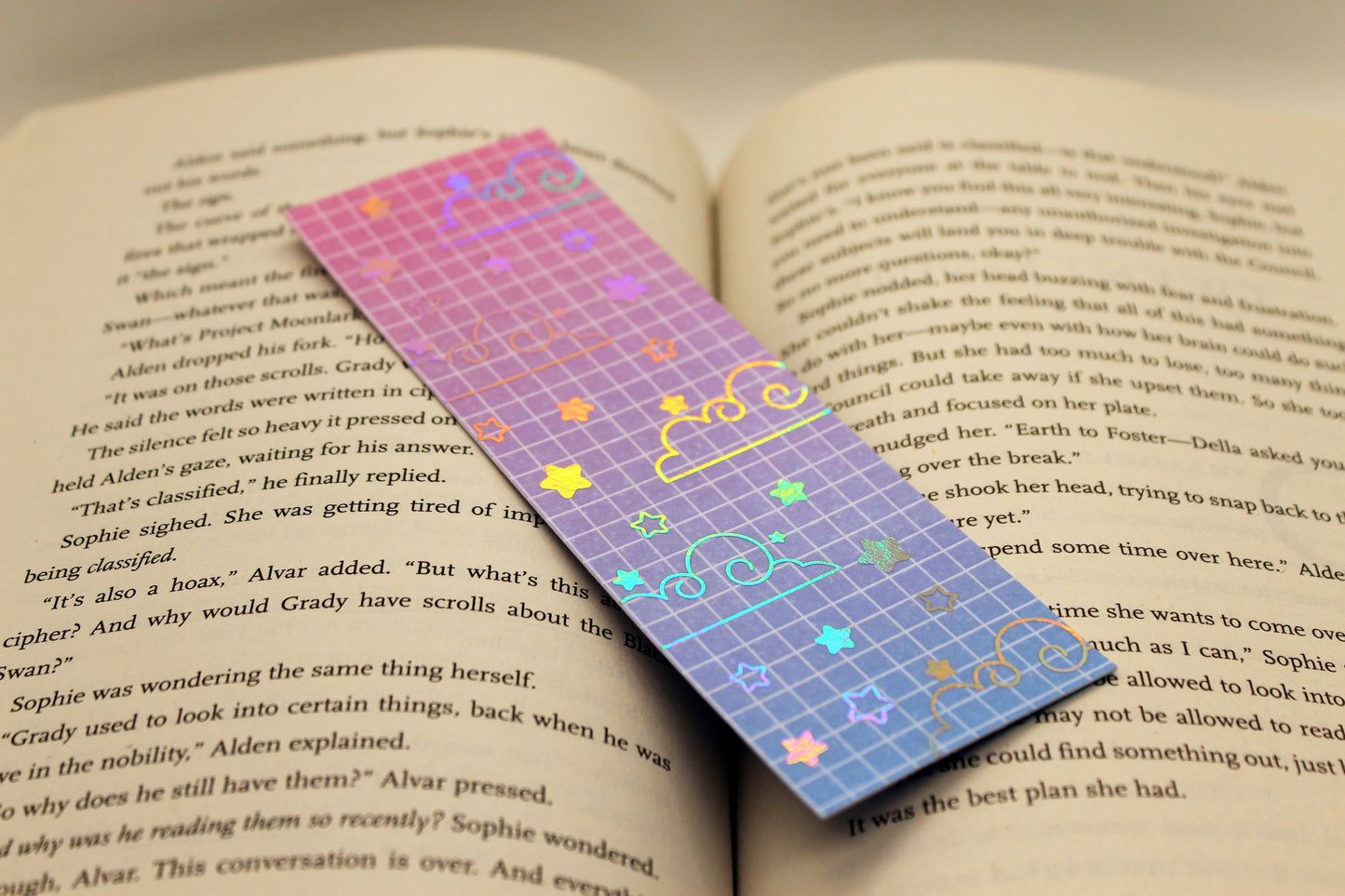 Pink & Blue Reading Tracker Bookmark | Holographic Foil Bookmark