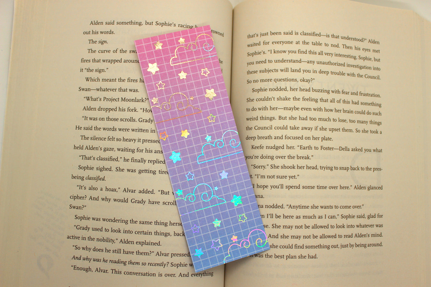 Pink & Blue Reading Tracker Bookmark | Holographic Foil Bookmark