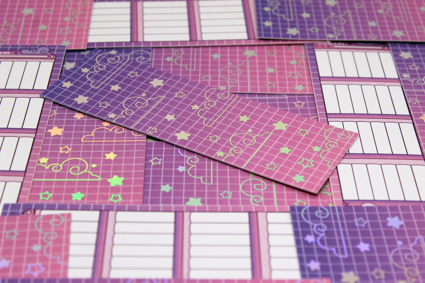 Pink & Purple Reading Tracker Bookmark | Holographic Foil Bookmark