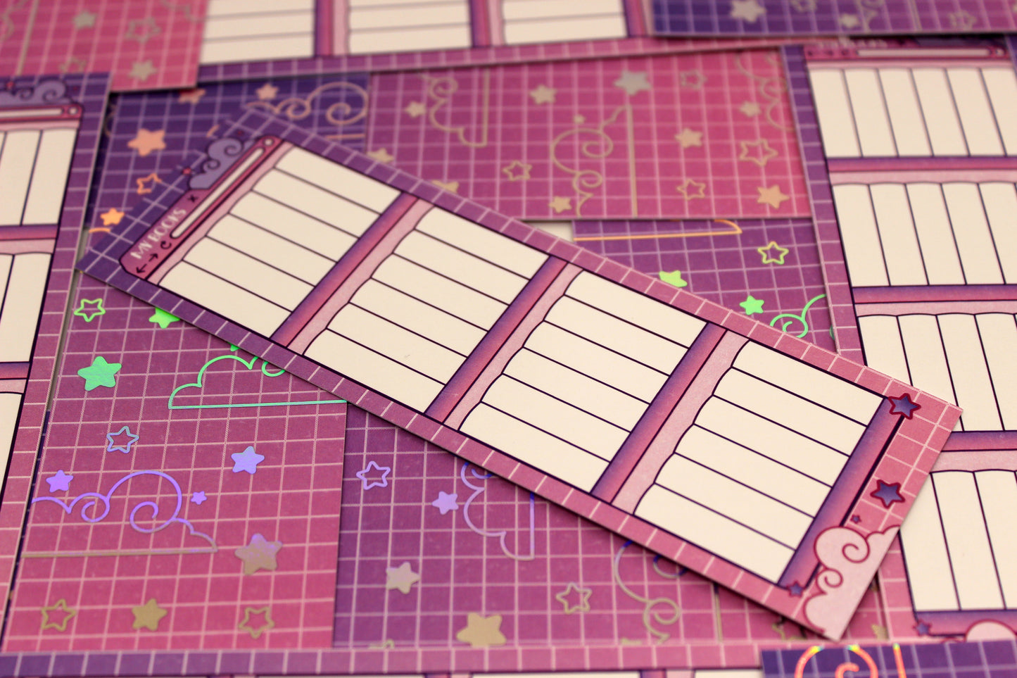 Pink & Purple Reading Tracker Bookmark | Holographic Foil Bookmark