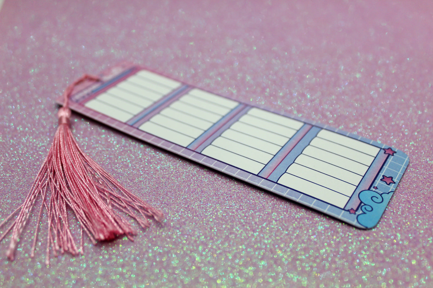 Pink & Blue Reading Tracker Bookmark | Holographic Foil Bookmark