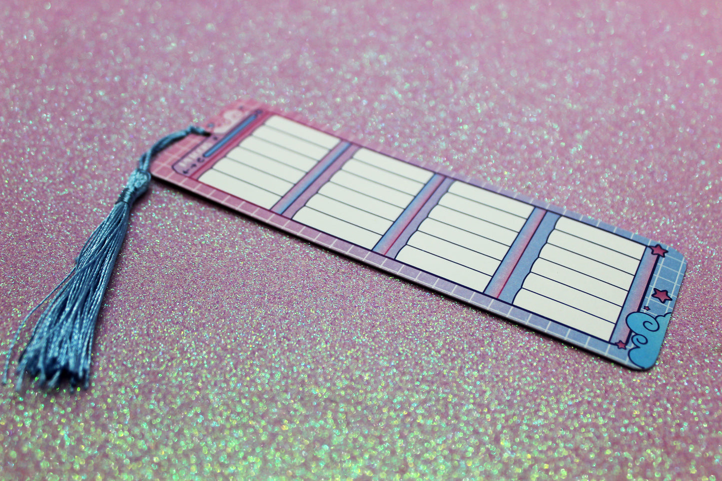 Pink & Blue Reading Tracker Bookmark | Holographic Foil Bookmark