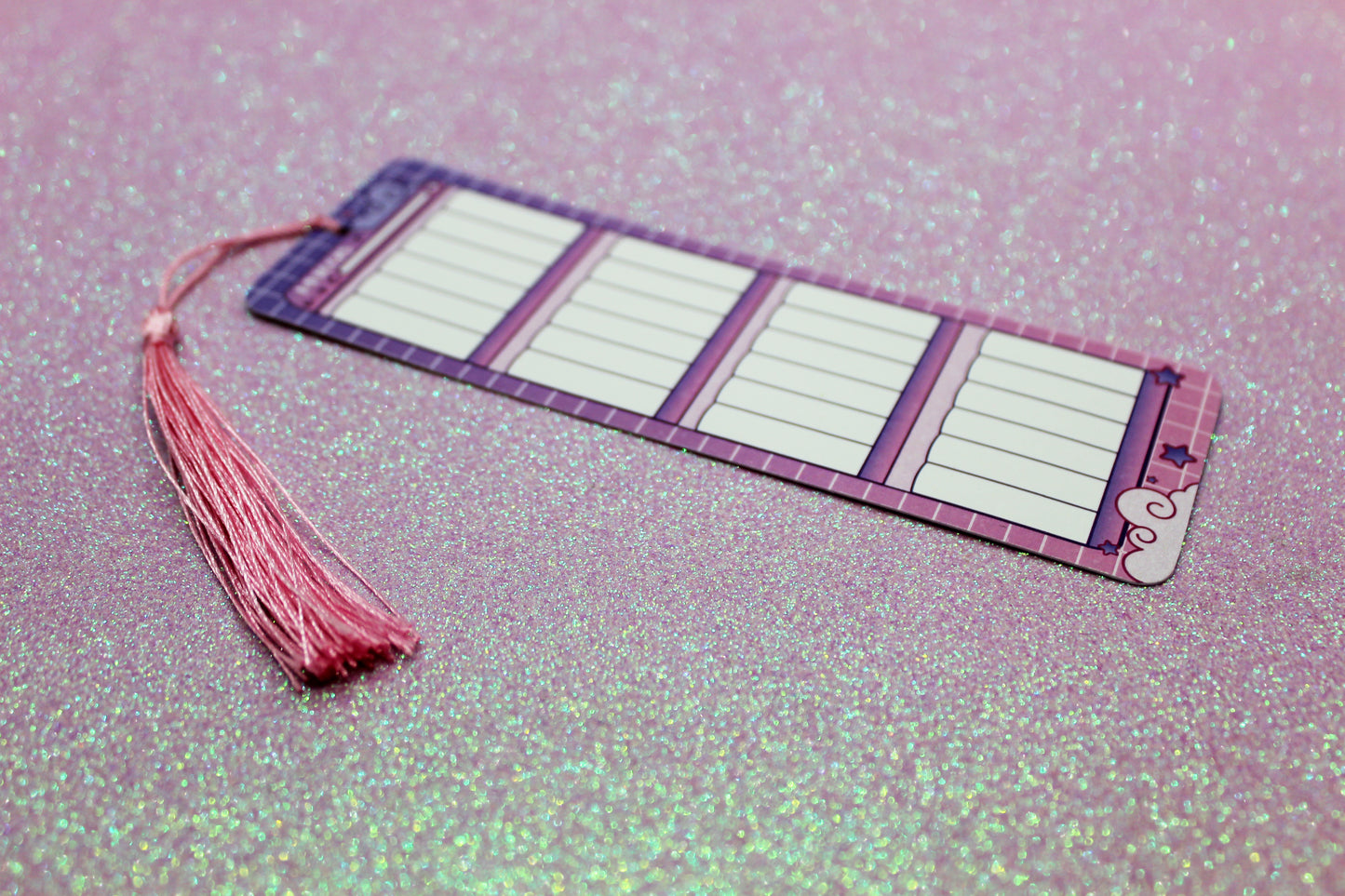 Pink & Purple Reading Tracker Bookmark | Holographic Foil Bookmark