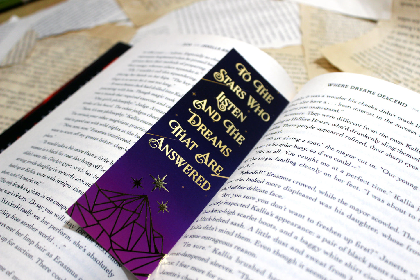 A Court of Thorns and Roses inspired bookish foil bookmark