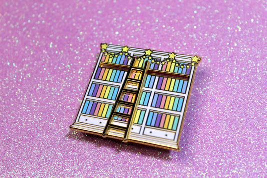 Rainbow Bookshelf Sliding enamel pin