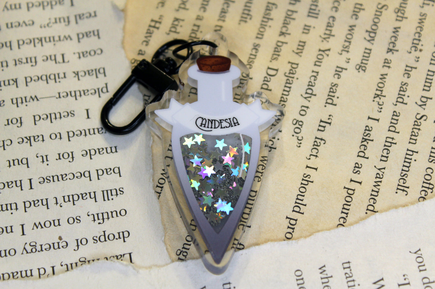 Keeper of the Lost Cities inspired bookish acrylic charm bootled unmapped stars