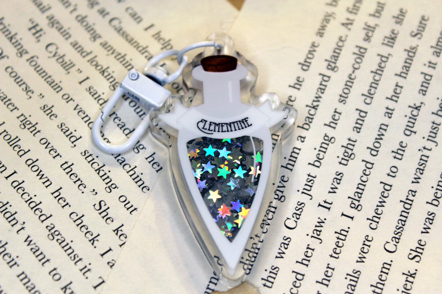 Keeper of the Lost Cities inspired bookish acrylic charm bootled unmapped stars