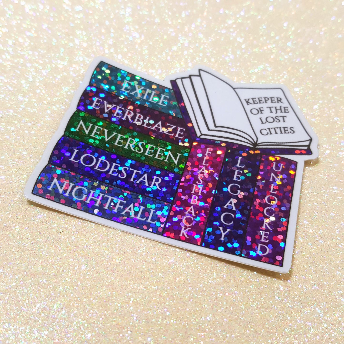 Keeper of the Lost Cities series book stack bookish vinyl sticker