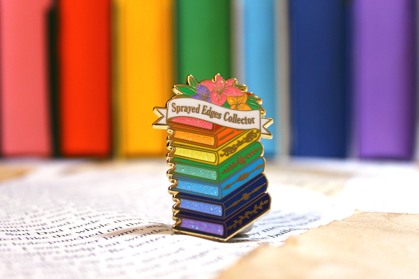 Sprayed edges books inspired bookish enamel pin