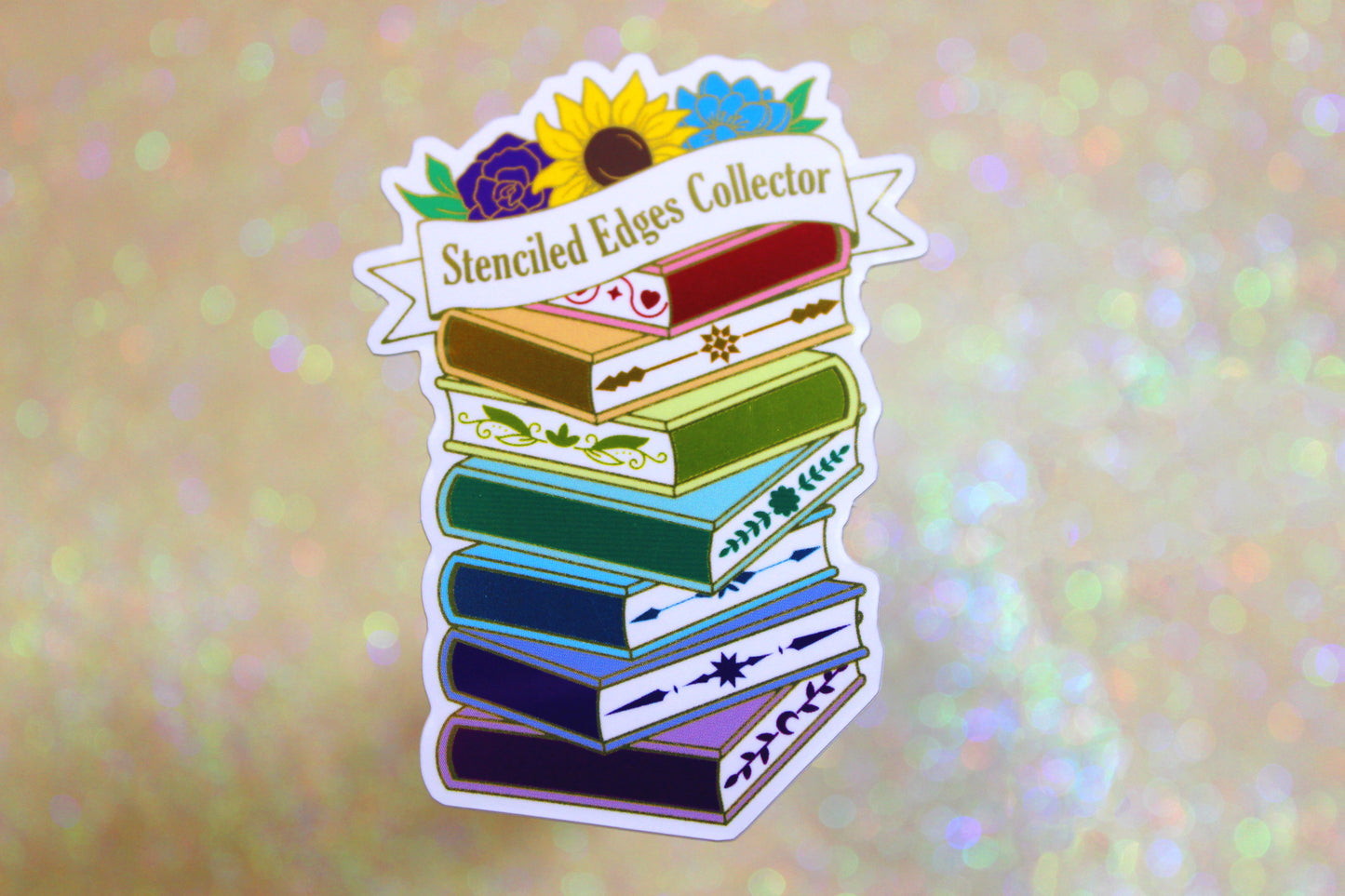 Stenciled edges collector bookish waterproof vinyl mirror sticker