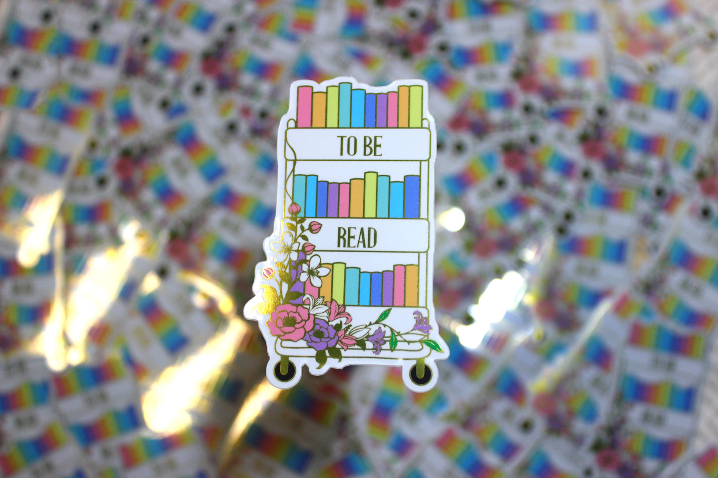 To be read cart / TBR  bookish waterproof vinyl mirror sticker