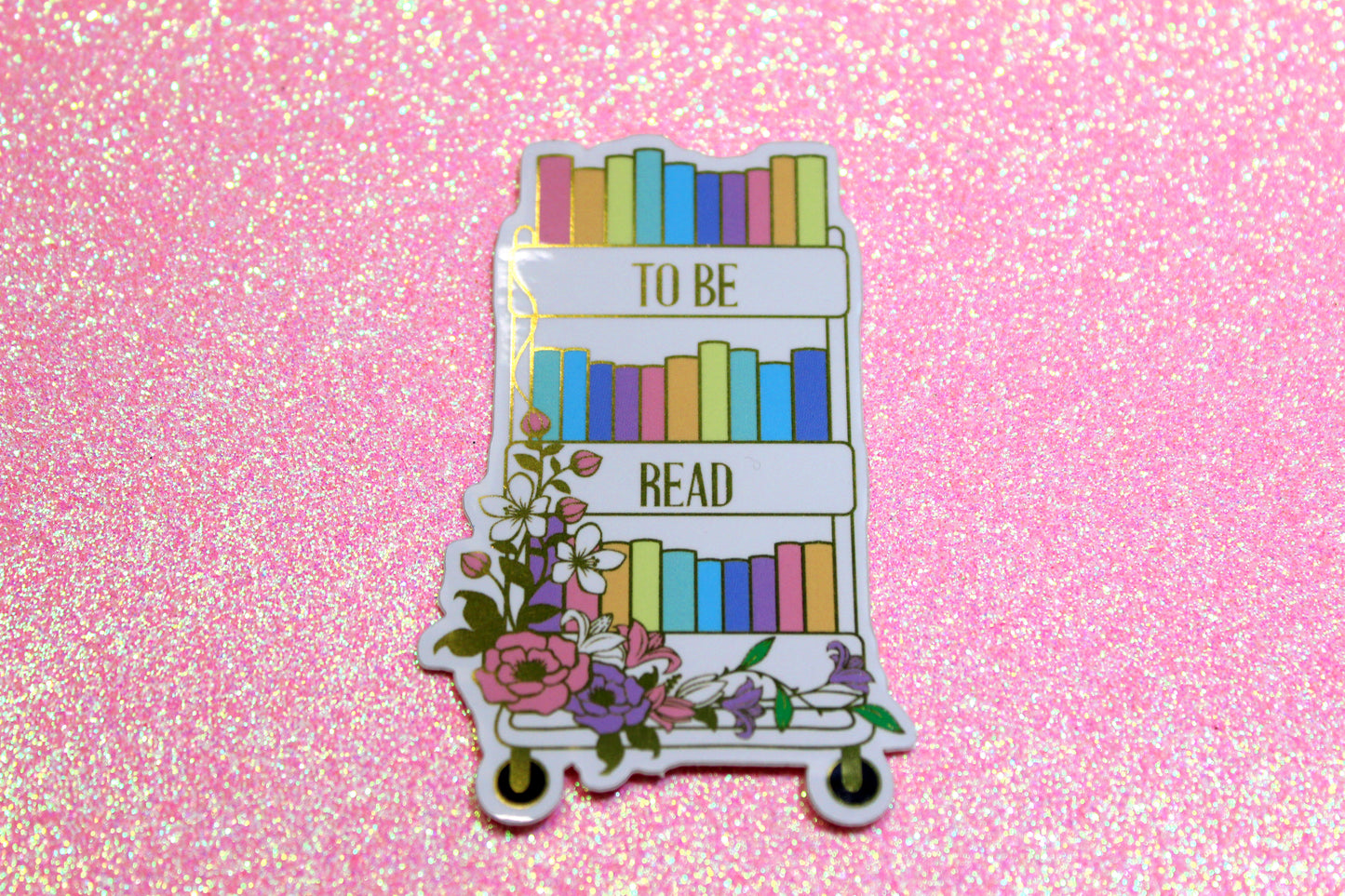 To be read cart / TBR  bookish waterproof vinyl mirror sticker