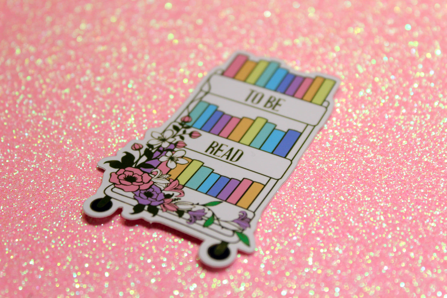 To be read cart / TBR  bookish waterproof vinyl mirror sticker